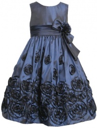 Bonnie Jean Girls 2-6X Shantung Dress, Blue, 5 Bonnie Jean Girls 2-6X Shantung Dress, Blue, 5