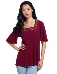 Lucky Brand Women's Tess Embroidered Open Sleeve Top Lucky Brand Women's Tess Embroidered Open Sleeve Top