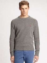Whether worn alone or layered for weekend wear, this crewneck pullover exudes remarkable craftsmanship, shaped in luxurious lambswool for long-lasting style and comfort with contrast logo embroidery chest detail.CrewneckRibbed knit collar, cuffs and hemLambswoolDry cleanImportedThis style runs true to size. We recommend ordering your usual size for a standard fit. Whether worn alone or layered for weekend wear, this crewneck pullover exudes remarkable craftsmanship, shaped in luxurious lambswool for long-lasting style and comfort with contrast logo embroidery chest detail.CrewneckRibbed knit collar, cuffs and hemLambswoolDry cleanImportedThis style runs true to size. We recommend ordering your usual size for a standard fit.