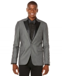 When a call for a jacket is required, this slim fit tuxedo by Perry Ellis fits the bill. When a call for a jacket is required, this slim fit tuxedo by Perry Ellis fits the bill.