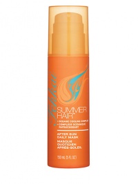 The After Sun Daily Mask deep conditions and detangles to revitalize sun-parched hair. Its rich formula helps protect hair from UV rays and fading. 5 oz. The After Sun Daily Mask deep conditions and detangles to revitalize sun-parched hair. Its rich formula helps protect hair from UV rays and fading. 5 oz.
