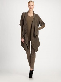 This plush, knit wool/cashmere blend style features a draped, open front and a wonderfully slouchy fit.Rib-knit neckline, cuffs and hemDropped shoulderShort sleevesDraped open frontSide pocketsAsymmetrical hemlineAbout 39 from shoulder to hem76% wool/14% cashmere/10% yakDry cleanImportedModel shown is 5'11 (180cm) wearing US size Small. This plush, knit wool/cashmere blend style features a draped, open front and a wonderfully slouchy fit.Rib-knit neckline, cuffs and hemDropped shoulderShort sleevesDraped open frontSide pocketsAsymmetrical hemlineAbout 39 from shoulder to hem76% wool/14% cashmere/10% yakDry cleanImportedModel shown is 5'11 (180cm) wearing US size Small.
