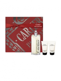 Set includes: Declaration eau de toilette, 3.3 oz.; after shave emulsion, 1 oz. and allover shampoo, 1.6 oz. Made in France. Set includes: Declaration eau de toilette, 3.3 oz.; after shave emulsion, 1 oz. and allover shampoo, 1.6 oz. Made in France.