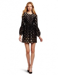 Twelfth Street by Cynthia Vincent Women's Bell Sleeve Baby Doll Mini Dress, Black Foulard, X-Small Twelfth Street by Cynthia Vincent Women's Bell Sleeve Baby Doll Mini Dress, Black Foulard, X-Small