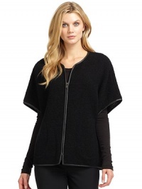 THE LOOKPiping trimDolman sleevesZip frontDual welt pocketsTHE FITAbout 26 from shoulder to hemTHE MATERIALBody: wool/polyamideTrim: polyester CARE & ORIGINDry cleanImportedModel shown is 5'9 (175cm) wearing US size Small. THE LOOKPiping trimDolman sleevesZip frontDual welt pocketsTHE FITAbout 26 from shoulder to hemTHE MATERIALBody: wool/polyamideTrim: polyester CARE & ORIGINDry cleanImportedModel shown is 5'9 (175cm) wearing US size Small.