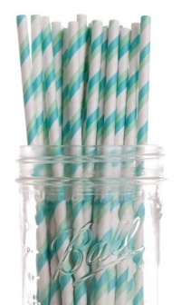 Dress My Cupcake Aqua and Green Striped Paper Straws, 25-Pack Dress My Cupcake Aqua and Green Striped Paper Straws, 25-Pack