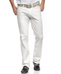 Lighten up this season with a pair of on-trend white jeans from Perry Ellis and keep your look clean and fresh. Lighten up this season with a pair of on-trend white jeans from Perry Ellis and keep your look clean and fresh.