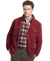 Top off your outfit with casual warmth in this fleece jacket from Izod. Top off your outfit with casual warmth in this fleece jacket from Izod.