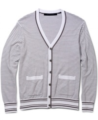 Collegiate cool. Get top marks for prepster style in this striped cardigan from Sean John. Collegiate cool. Get top marks for prepster style in this striped cardigan from Sean John.