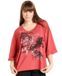 Answer the call of the wild with Style&co.'s short sleeve plus size top, featuring a leopard print. Answer the call of the wild with Style&co.'s short sleeve plus size top, featuring a leopard print.