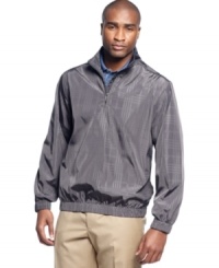 Play on. Don't let the wind get the best of your putt; stay comfortable in this wind-resistant plaid jacket from Champions Tour. Play on. Don't let the wind get the best of your putt; stay comfortable in this wind-resistant plaid jacket from Champions Tour.