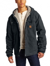 Carhartt Men's Big & Tall Sandstone Hooded Multi Pocket Jacket - Sherpa Lined