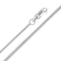 14K White Gold 0.9mm Braided Wheat Chain Necklace with Lobster Claw Clasp