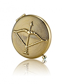 November 23 - December 21. You seek adventure and always remain optimistic. This positive attitude continues to attract good fortune in your life. Enjoy this golden bow and arrow, decorated with a brilliant birthstone clasp made of light green crystal. Filled and refillable with Lucidity Translucent Pressed Powder (small size refill). Beautifully boxed, with a velvety pouch. November 23 - December 21. You seek adventure and always remain optimistic. This positive attitude continues to attract good fortune in your life. Enjoy this golden bow and arrow, decorated with a brilliant birthstone clasp made of light green crystal. Filled and refillable with Lucidity Translucent Pressed Powder (small size refill). Beautifully boxed, with a velvety pouch.