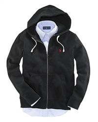 Cut for a comfortable, classic fit, a long-sleeved full-zip hoodie is crafted in supremely soft fleece with a cozy waffle-knit lining inside the hood. Cut for a comfortable, classic fit, a long-sleeved full-zip hoodie is crafted in supremely soft fleece with a cozy waffle-knit lining inside the hood.