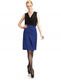 THE LOOKDraped necklinePull-over styleSleevelessGeometric crease designDetachable spaghetti strap tank topTHE FITAbout 24 from shoulder to hemTHE MATERIALPolyesterFully linedCARE & ORIGINDry cleanImportedModel shown is 5'10 (177cm) wearing US size 4. THE LOOKDraped necklinePull-over styleSleevelessGeometric crease designDetachable spaghetti strap tank topTHE FITAbout 24 from shoulder to hemTHE MATERIALPolyesterFully linedCARE & ORIGINDry cleanImportedModel shown is 5'10 (177cm) wearing US size 4.