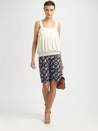 Secured by a banded hem, this blouson top has playful pleats and a low squareback. SquareneckWide strapsBanded hemSquareback56% linen/44% viscoseDry cleanImportedModel shown is 5'10 (177cm) wearing US size Small. Secured by a banded hem, this blouson top has playful pleats and a low squareback. SquareneckWide strapsBanded hemSquareback56% linen/44% viscoseDry cleanImportedModel shown is 5'10 (177cm) wearing US size Small.