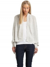 THE LOOKKnit construction, front and backDraped, open frontBanded, ribbed knit cuffs and hemTHE FITAbout 43 from shoulder to hemTHE MATERIAL55% cotton/25% nylon/20% cashmereCARE & ORIGINDry cleanImportedModel shown is 5'10 (177cm) wearing US size Small. THE LOOKKnit construction, front and backDraped, open frontBanded, ribbed knit cuffs and hemTHE FITAbout 43 from shoulder to hemTHE MATERIAL55% cotton/25% nylon/20% cashmereCARE & ORIGINDry cleanImportedModel shown is 5'10 (177cm) wearing US size Small.