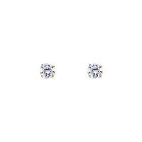 14K Yellow Gold 3mm Round CZ Solitaire Basket Stud Earrings with Screw-back 14K Yellow Gold 3mm Round CZ Solitaire Basket Stud Earrings with Screw-back