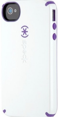 Speck Products CandyShell Glossy Case for iPhone 4/4S - 1 Pack - Carrying Case - Retail Packaging - White/Aubergine Speck Products CandyShell Glossy Case for iPhone 4/4S - 1 Pack - Carrying Case - Retail Packaging - White/Aubergine