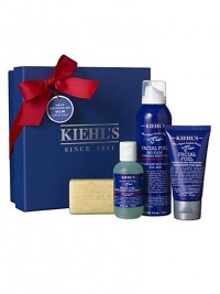 An ideal mix of classic Kiehl's Men's products for the on-the-go man who wants the best for his skin. Includes Ultimate Man Body Scrub Soap (3.2 oz.), Facial Fuel Energizing Moisture Treatment for Men (2.5 oz.), Facial Fuel Energizing Face Wash (2.5 oz.), and Facial Fuel Sky Flyin' Foaming Multi-gel (5 oz.). An ideal mix of classic Kiehl's Men's products for the on-the-go man who wants the best for his skin. Includes Ultimate Man Body Scrub Soap (3.2 oz.), Facial Fuel Energizing Moisture Treatment for Men (2.5 oz.), Facial Fuel Energizing Face Wash (2.5 oz.), and Facial Fuel Sky Flyin' Foaming Multi-gel (5 oz.).