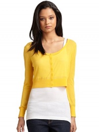 THE LOOKSemi-sheerWide scoopneckButton frontLong sleeves with banded cuffsTHE FITAbout 16 from shoulder to hemTHE MATERIAL57% rayon/43% cottonCARE & ORIGINDry cleanImportedModel shown is 5'10 (177cm) wearing US size Small. THE LOOKSemi-sheerWide scoopneckButton frontLong sleeves with banded cuffsTHE FITAbout 16 from shoulder to hemTHE MATERIAL57% rayon/43% cottonCARE & ORIGINDry cleanImportedModel shown is 5'10 (177cm) wearing US size Small.