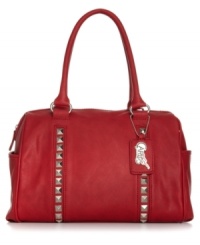 A ladylike silhouette gets a rocker chic update with edgy stud accents and shiny silver-tone hardware. Pocket-lined and party-ready, this diva-worthy design from Carlos by Carlos Santana is perfect day or night. A ladylike silhouette gets a rocker chic update with edgy stud accents and shiny silver-tone hardware. Pocket-lined and party-ready, this diva-worthy design from Carlos by Carlos Santana is perfect day or night.