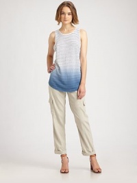 Modern ombré print adds a dip-dyed effect to this super-soft, striped tank. ScoopneckSleevelessContoured hem hits below the hips75% linen/25% viscoseDry cleanImported of Italian fabricModel shown is 5'10 (177cm) wearing US size Small. Modern ombré print adds a dip-dyed effect to this super-soft, striped tank. ScoopneckSleevelessContoured hem hits below the hips75% linen/25% viscoseDry cleanImported of Italian fabricModel shown is 5'10 (177cm) wearing US size Small.