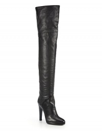 THE LOOKAlmond toeFold-over cuffOver-the-knee pull-on stylePlush rabbit fur liningPadded insoleStacked heel 5 (125mm)Stacked platform, ½ (15mm)Compares to a 4½ heel (115mm)Shaft, 24Leg circumference, 18THE MATERIALLeather upperLeather lining and soleORIGINMade in Italy THE LOOKAlmond toeFold-over cuffOver-the-knee pull-on stylePlush rabbit fur liningPadded insoleStacked heel 5 (125mm)Stacked platform, ½ (15mm)Compares to a 4½ heel (115mm)Shaft, 24Leg circumference, 18THE MATERIALLeather upperLeather lining and soleORIGINMade in Italy