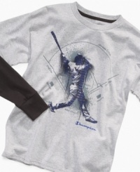 Round the bases. Perfect gift for the baseball enthusiast is this layered style slider t-shirt by Champion. Round the bases. Perfect gift for the baseball enthusiast is this layered style slider t-shirt by Champion.