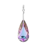 Sterling Silver Teardrop Shaped Vitrail Light Crystal 1.5 inch Long Pendant Made with Swarovski Elements Sterling Silver Teardrop Shaped Vitrail Light Crystal 1.5 inch Long Pendant Made with Swarovski Elements
