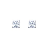 14K White Gold 4mm Princess CZ Solitaire Basket Stud Earrings with Screw-back for Children and Women 14K White Gold 4mm Princess CZ Solitaire Basket Stud Earrings with Screw-back for Children and Women