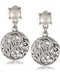 Cream Simulated Pearl and Artisan Inspired Drop Earrings Cream Simulated Pearl and Artisan Inspired Drop Earrings