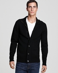 A handsome cardigan in soft merino wool adds distinction to your everyday style while the full zip and button front provides a sporty and versatile dimension. A handsome cardigan in soft merino wool adds distinction to your everyday style while the full zip and button front provides a sporty and versatile dimension.