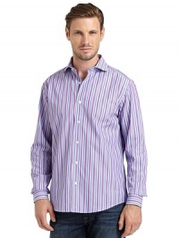 THE LOOKStriped designShirt collarFront button closureLong button cuff sleevesShirttail hemTHE MATERIALCottonCARE & ORIGINMachine washImported THE LOOKStriped designShirt collarFront button closureLong button cuff sleevesShirttail hemTHE MATERIALCottonCARE & ORIGINMachine washImported
