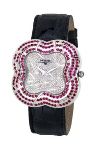 Swisstek SK57737L Limited Edition Swiss Diamond Watch With Red Rubies, Genuine Crocodile Strap And Sapphire Crystal