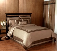 Taupe and Chocolate Hotel Spa Collection Duvet Comforter Cover 6 piece Bedding Set - Queen Size