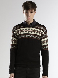 A classic crewneck silhouette is handsomely shaped in luxurious alpaca and wool and enhanced with an appealing jacquard pattern.CrewneckRibbed knit collar, cuffs and hem50% alpaca/50% woolDry cleanMade in Italy A classic crewneck silhouette is handsomely shaped in luxurious alpaca and wool and enhanced with an appealing jacquard pattern.CrewneckRibbed knit collar, cuffs and hem50% alpaca/50% woolDry cleanMade in Italy