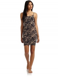THE LOOKFeatures slimming Happy Technology for pain-free shapingAllover floral lace printAdjustable spaghetti strapsTHE FITAbout 34 from shoulder to hemTHE MATERIAL68% nylon/32% elastaneCARE & ORIGINMachine washImportedModel shown is 5'10½ (179cm) wearing US size Small.FIT RECOMMENDATION: Order one size down as this style runs large. THE LOOKFeatures slimming Happy Technology for pain-free shapingAllover floral lace printAdjustable spaghetti strapsTHE FITAbout 34 from shoulder to hemTHE MATERIAL68% nylon/32% elastaneCARE & ORIGINMachine washImportedModel shown is 5'10½ (179cm) wearing US size Small.FIT RECOMMENDATION: Order one size down as this style runs large.