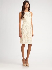 Allover embroidered soutache lace and an illusion yoke dress up this simply chic sheath.Jewel necklineSleevelessBack ventConcealed side zipFully linedAbout 21 from natural waistNylonSpot cleanImportedModel shown is 5'11 (180cm) wearing US size 4. Allover embroidered soutache lace and an illusion yoke dress up this simply chic sheath.Jewel necklineSleevelessBack ventConcealed side zipFully linedAbout 21 from natural waistNylonSpot cleanImportedModel shown is 5'11 (180cm) wearing US size 4.