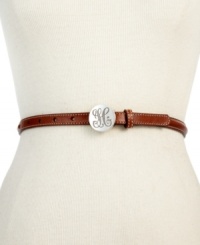 Add the perfect accent to your outfit with this classic design from Tommy Hilfiger. The square brass-tone buckle with signature-embossed detailing is presented on soft, saddle leather. Add the perfect accent to your outfit with this classic design from Tommy Hilfiger. The square brass-tone buckle with signature-embossed detailing is presented on soft, saddle leather.