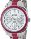 XOXO Women's XO111 Silver Dial Silver-tone and Pink Enamel Bracelet Watch