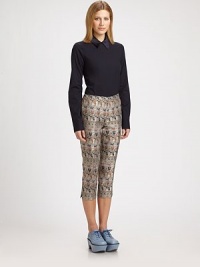 Inspired by rich textiles, this sleek cropped-leg style boasts a slim, feminine fit.Button waistbandFlat frontPleated legsInseam, about 2278% polyester/22% rayonDry cleanMade in ItalyModel shown is 5'9½ (175cm) wearing US size 4. Inspired by rich textiles, this sleek cropped-leg style boasts a slim, feminine fit.Button waistbandFlat frontPleated legsInseam, about 2278% polyester/22% rayonDry cleanMade in ItalyModel shown is 5'9½ (175cm) wearing US size 4.