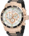 Invicta Men's 10620 Corduba Chronograph Silver Dial Black Polyurethane and 18k Rose Gold Plated Watch