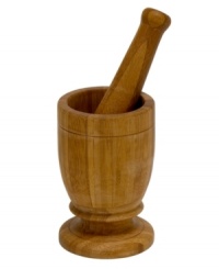 An essential tool for traditional cooking, this mortar and pestle is beautifully crafted of sturdy, stylish bamboo. Great for grinding spices and herbs, but also perfect for preparing sides like guacamole, this large mortar can go straight to the table for serving. An essential tool for traditional cooking, this mortar and pestle is beautifully crafted of sturdy, stylish bamboo. Great for grinding spices and herbs, but also perfect for preparing sides like guacamole, this large mortar can go straight to the table for serving.