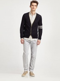 Standout on campus and everywhere in between in this sport-inspired cardigan fashioned in a superior blend of cotton and cashmere.ButtonfrontAbout 27 from shoulder to hem85% cotton/15% cashmereDry cleanImported Standout on campus and everywhere in between in this sport-inspired cardigan fashioned in a superior blend of cotton and cashmere.ButtonfrontAbout 27 from shoulder to hem85% cotton/15% cashmereDry cleanImported