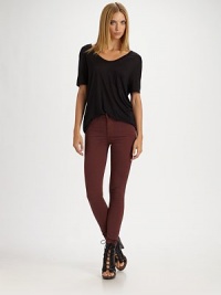 A skinny fit in a stretch sateen fabric.THE FITSlim through the hips Skinny from thigh to ankle Mid rise Inseam, about 34THE DETAILSZip fly Button waist with belt loops Front scoop pockets and patch coin pocket with rivets Back patch pockets Signature patch at waist 57% cotton/39% modal/4% Lycra spandex Machine wash Made in USA of imported fabric A skinny fit in a stretch sateen fabric.THE FITSlim through the hips Skinny from thigh to ankle Mid rise Inseam, about 34THE DETAILSZip fly Button waist with belt loops Front scoop pockets and patch coin pocket with rivets Back patch pockets Signature patch at waist 57% cotton/39% modal/4% Lycra spandex Machine wash Made in USA of imported fabric