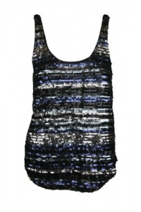Aqua Womens Black Metallic Sequin Stripe Lined Tank Top S Aqua Womens Black Metallic Sequin Stripe Lined Tank Top S