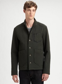 A new layering favorite for this season's cool, breezy nights, in classic-fitting cotton with a ribbed finish.Button-frontChest, waist patch pocketsAbout 27 from shoulder to hemCottonDry cleanMade in USA A new layering favorite for this season's cool, breezy nights, in classic-fitting cotton with a ribbed finish.Button-frontChest, waist patch pocketsAbout 27 from shoulder to hemCottonDry cleanMade in USA