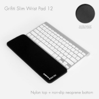 Grifiti Slim Wrist Pad 12 New Improved Model for 2013 With Black Nylon Surface and Non-Skid Neoprene Base Wrist Rest for Apple® Wireless Keyboard with Bluetooth, Anker, Macally, Logitech, GYMLE, Gear Head, Genius, SIIG, Solidtek, Perixx, Verbatim, HP and
